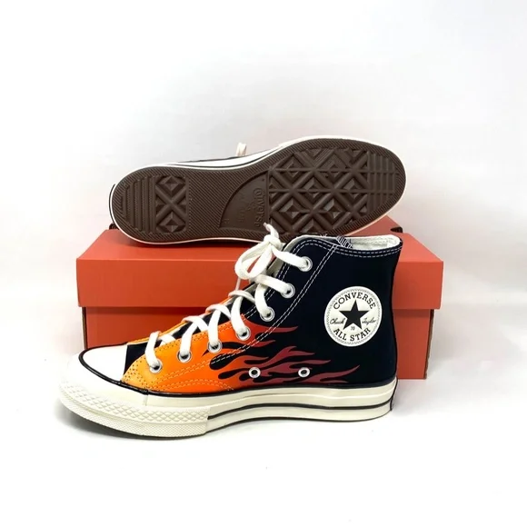 Converse Chuck 70 All Star High Top Flames Black Women's Canvas Sneakers 165024C - Picture 6 of 10